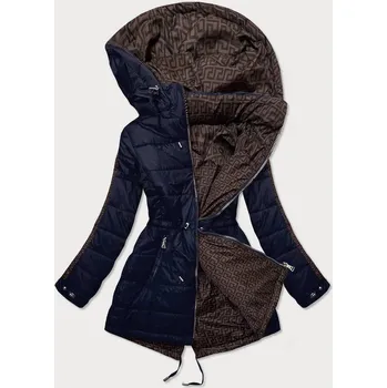 Tmavě modro-hnědá oboustranná dámská bunda (W556) odstíny hnědé M (38)