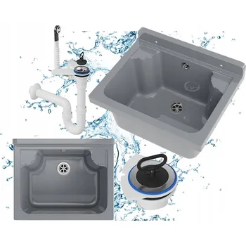 Granitový dřez Technický dřez Granitan LOMA šedý jednokomorový polypropylenový