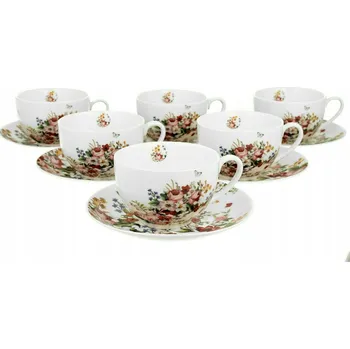 Šálek Duo Vintage Flowers White porcelán 300 ml 6 ks