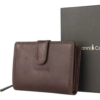 Peněženka Gianni Conti Luxusní tříoddílová kožená peněženka no. 086 tmavěhnědá