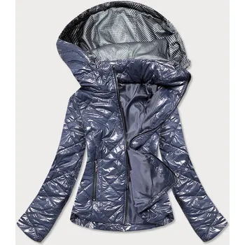 Šedo-světle modrá lesklá dámská bunda (BR9756-72) odstíny modré 50