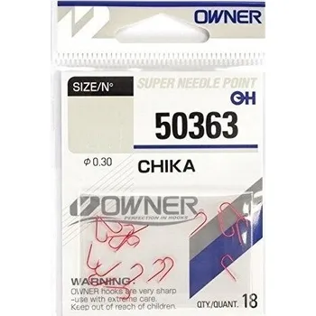 Rybářský háček Háčky na rybolov na dně, na ledě, na plavanou, s protihrotem Owner Chika 13 ks