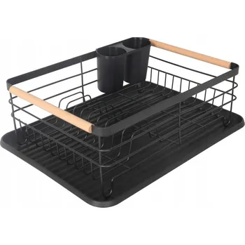 Odkapávač na nádobí ODKAPÁVAČ NA NÁDOBÍ ODKAPÁVAČ NA PŘÍBORY S PODNOSEM ČERNÝ