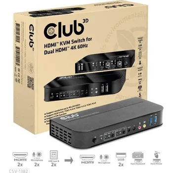 Video kabel Club3D HDMI KVM 2.0 Switch pro 2 PC