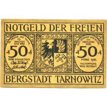 TARNOWITZ / Tarnowiec. 50 Pfennig 1921.