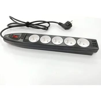 Elektrická zásuvka IN Přepěťová ochrana s 5 zásuvkami a 3 USB