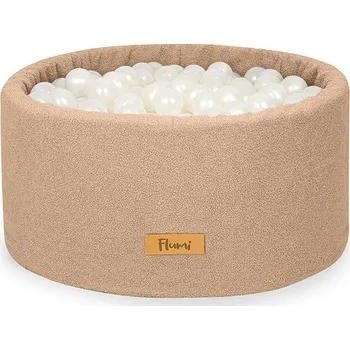 Dětský bazének Flumi Bazének s míčky 200 ks bouclé béžový, perlové míčky