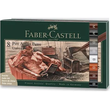 Faber-Castell Umělecký popisovač Pitt Artist Pens Brush, sada 8 barev Classic