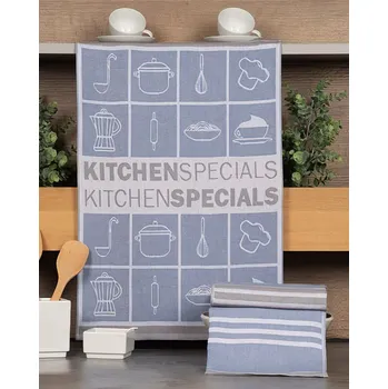 Utěrka Kuchyňské utěrky EGYPTSKÁ BAVLNA U02 KUCHYNĚ, modro-béžová, 3 kusy, 50x70cm