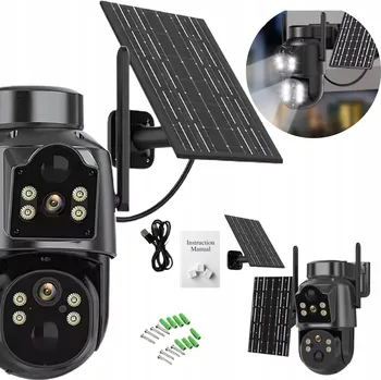 IP kamera EXTERNÍ SOLÁRNÍ WIFI KAMERA DVOJITÁ IP OTOČNÁ SMART 4K ICSEE ZOOM 4v1