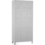 Rauman Kovová šatní skříň 12 boxů, 90 x 45 x 195 cm, pevné nohy, cylindrický zámek - šedá + doprava ZDARMA