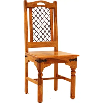 Jídelní židle Masivní židle s kovovým výpletem z dřeva palisandru