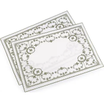 prostírání Prostírání textilní vyšívané 32x45 cm Varianta: 1 (30x43 cm) zelená, Balení: 2 ks