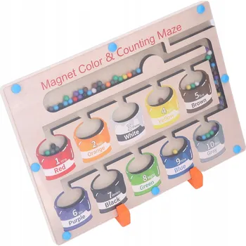 Dřevěná hračka Dřevěný magnet, Montessori hračka s korálky