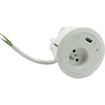 Elektrická zásuvka Zásuvka nábytková stolní 1x250V + USB nabíječka A bílá Simon480