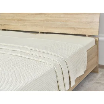 Přehoz na lůžko Přehoz na postel bavlněný OPTIMUS, jednobarevný smetanový, vaflový, 225x230cm, dvoulůžkový