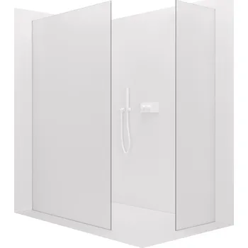 CERANO - Sprchová zástěna Walk-in Crystal T L/P - 8 mm - bezvzpěrový systém - bílá matná, mléčné sklo - 160x140x200 cm