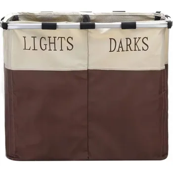 Koš na prádlo KOŠ NA PRÁDLO VOLNĚ STOJÍCÍ 62x32x53 CM LÁTKOVÝ SKLÁDACÍ DVOUKOMOROVÝ