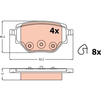 Brzdová destička Sada brzdových destiček, vždy 4 kusy v sadě TRW GDB2622