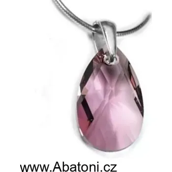 Náhrdelník Swarovski Elements Pear krystal 22mm - Stříbrný náhrdelník (přívěsek + řetízek) visací růžová slza, kapka 54025.3 Antique Pink (růžová tmavá, starorůžová, vintage)