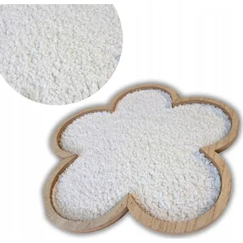 DEKORATIVNÍ VELIKONOČNÍ PODNOS KVĚT MDF PLYŠ BÍLÝ DŘEVĚNÝ