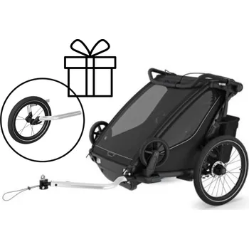 vozík za kolo Thule Chariot Sport2 double s běžeckým setem Vozík:: Chariot Sport2 double, Black