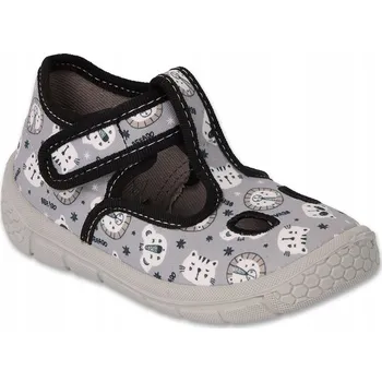 Chlapecká obuv Befado dětské papuče na suchý zip šedé, velikost 25