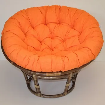 Papasan Ratanový papasan 115 cm hnědý - polstr oranžový melír