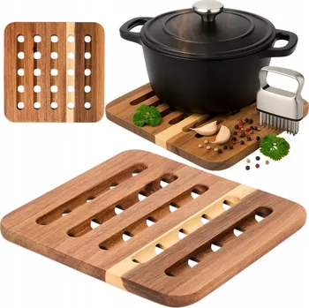 Pánev PODLOŽKA PODSTAVEC akátové dřevo pod HORKÝ HRNEC pánev 18 cm