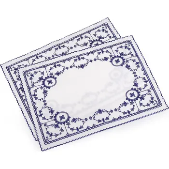 prostírání Prostírání textilní vyšívané 32x45 cm Varianta: 2 (30x43 cm) modrá tmavá, Balení: 2 ks