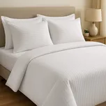 Hotelové povlečení ATG SOLITUDE – damašek, proužek 2 cm, bílá, 140×200 + 70×90 cm, hotelový uzávěr