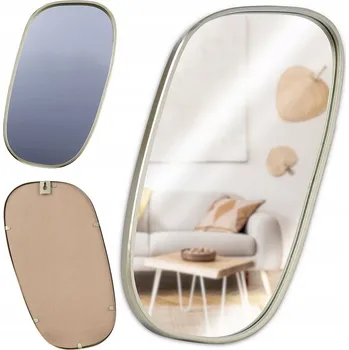 Zrcadlo Zrcadlo nástěnné zlaté, kulaté, závěsné v kovovém zlatém rámu 35x19,5 cm