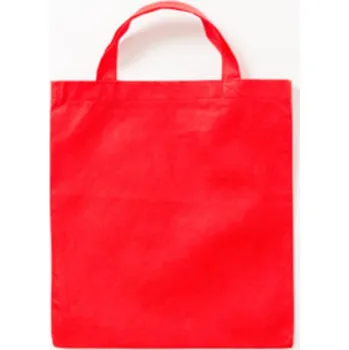 Taška z netkané textílie – krátká držadla, Červená