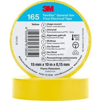 Lepicí páska 3M Izolační páska Temflex 165, rozměr 15 mm x 10 m x 0,15 mm, barva žlutá, 3 ks