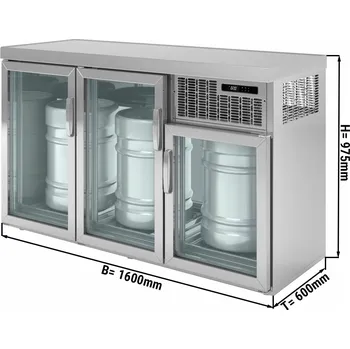 Vinotéka G.Gastro Chladicí box na sudy - 1,6 x 0,6 m - se 3 skleněnými dveřmi