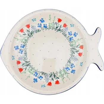 Talíř Talíř ryba, mísa kulatý Louka dek. 2889 Keramika Bolesławiec