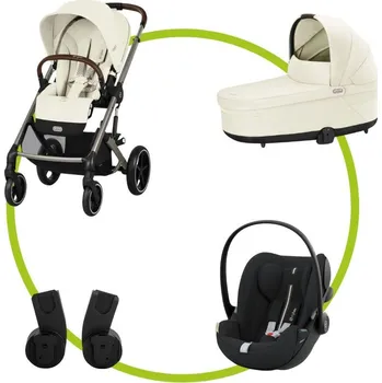 Kočárek Akční set BALIOS S LUX Seashell Beige + Hluboká korba + autosedačka Cybex CLOUD G I-SIZE PLUS + adaptéry na autosedačku