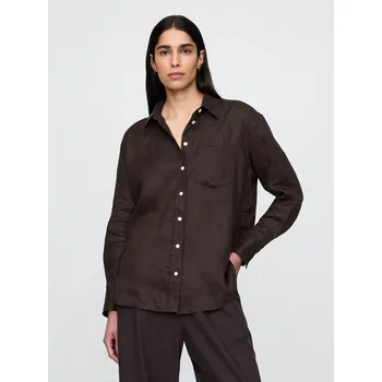 Dámská košile GAP Lněná oversize košile Big Shirt - Dámské GAP hnědá 3331499