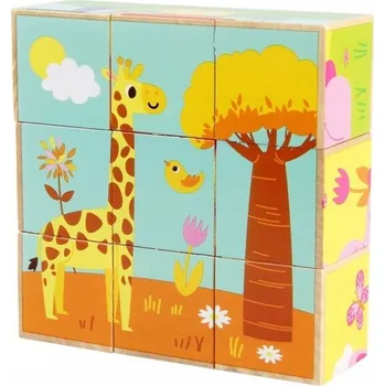 ostatní stavebnice Dřevěné Stavebnice IWood s barevnými divokými zvířaty