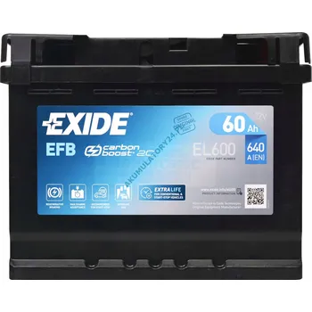 Autobaterie Exide akumulátor 60Ah 640A P+ (EFB) EL600