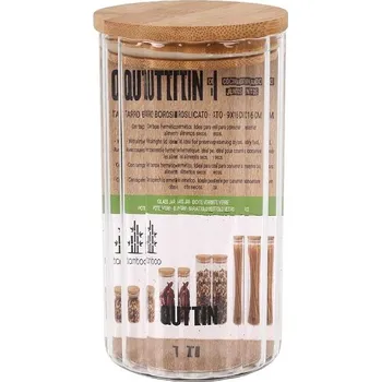 Dóza na potraviny TEXTILOMANIE TITICO s bambusovým víkem 9 × 16 cm