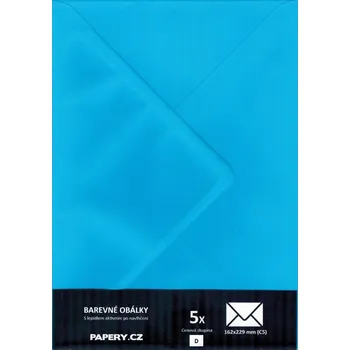 Obálka barevná obálka 162X229 mm MODRÁ NEBESKÁ, 5 kusů,110 gm2, olizová