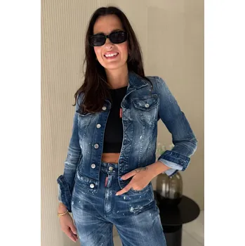 Dámský kabát Dámská džínová bunda DSQUARED2 S75AM1110 modrá Velikost: 44