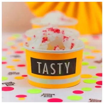 Jednorázové nádobí Neonové papírové kelímky na zmrzlinu / 8 ks