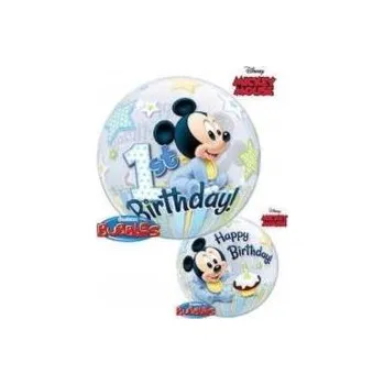 Balónek Fóliový balónek bubble myšák Mickey - 1 rok - 56 cm