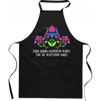Kuchyňská zástěra KUCHYŇSKÁ ZÁSTĚRA s potiskem Folklor Polský DOBRÁ HOSPODYŇKA dámský dárek