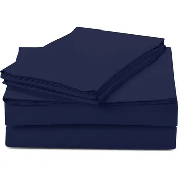 Prostěradlo PROSTĚRADLO BEZ GUMY BAVLNĚNÝ SATÉN 180X200CM TMAVĚ MODRÉ