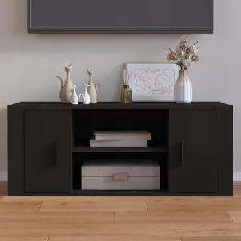 Televizní stolek TV stolek, černý, 100x35x40 cm, dřevěný materiál