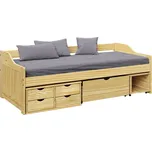 Postel s úložným prostorem, přírodní, masiv, 90x200, MAXI NEW
