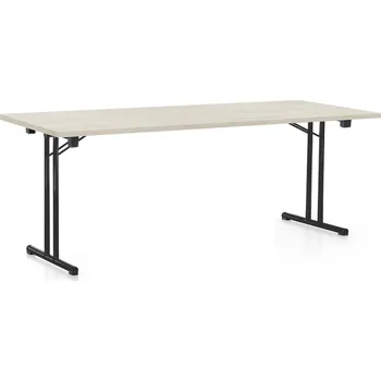 Psací stůl Skládací stůl 200 x 80 cm, černá podnož, bílý jasan